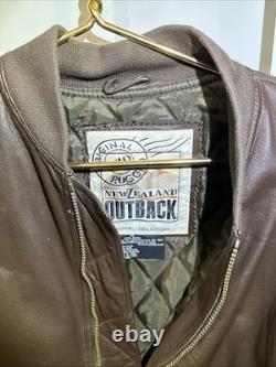 Vtg New Zealand Outback Cooper Collections Black Green L Bomber Leather Jacket