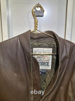 Vtg New Zealand Outback Cooper Collections Black Green L Bomber Leather Jacket