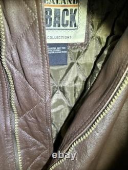 Vtg New Zealand Outback Cooper Collections Black Green L Bomber Leather Jacket