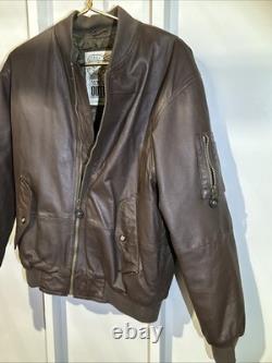 Vtg New Zealand Outback Cooper Collections Black Green L Bomber Leather Jacket
