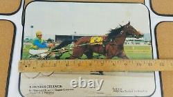 Vtg New Zealand Trotting Harness Horse Racing Placemat Set x6 Casa Collection