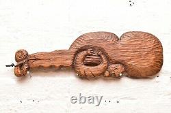 Vtg Rare New Zealand Maori Tribe Warrior Carved Wood & Abalone Fighting Club