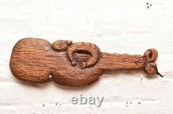 Vtg Rare New Zealand Maori Tribe Warrior Carved Wood & Abalone Fighting Club