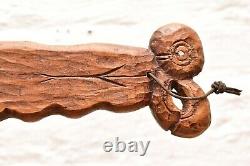 Vtg Rare New Zealand Maori Tribe Warrior Carved Wood & Abalone Fighting Club