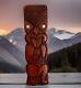 Vtg Wood Wooden Rotorua New Zealand Maori Tiki Hand Carved 11.25 Abalone Shell