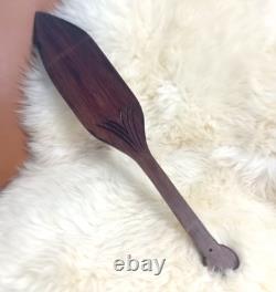 Vtg maori tiki tribal art terewa kerekere carved new zealand paddle oar shell