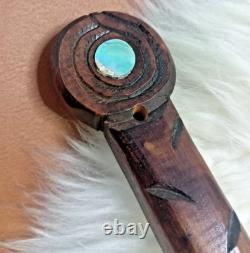 Vtg maori tiki tribal art terewa kerekere carved new zealand paddle oar shell