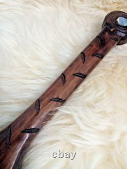 Vtg maori tiki tribal art terewa kerekere carved new zealand paddle oar shell