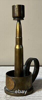 WW11 American Trench Art New Zealand 1942 Coin Candle Holder Brass Copper 7