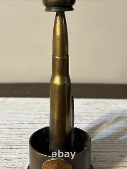 WW11 American Trench Art New Zealand 1942 Coin Candle Holder Brass Copper 7