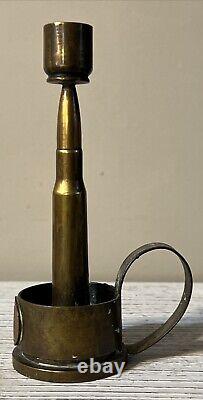 WW11 American Trench Art New Zealand 1942 Coin Candle Holder Brass Copper 7