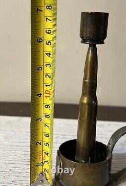 WW11 American Trench Art New Zealand 1942 Coin Candle Holder Brass Copper 7