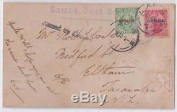 WW1 New Zealand stamps SAMOA overprints on 1916 postcard APIA, PASSED BY CENSOR