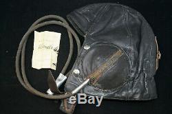 WW2 New Zealand RNZAF Type B Pilots Helmet Gosport Tubes Named 1940 Dated RARE