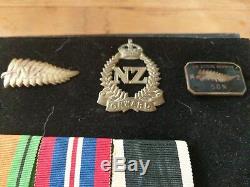 WW2 New Zealand Service Medals & Rare Pin(s) N Africa, Crete, Greece. ANZAC(7x)