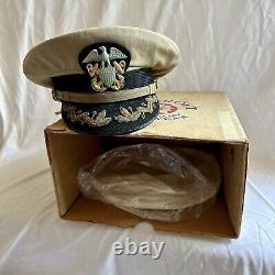 WWII US Navy Officer Visor Hat Named Naval Air Attache To New Zealand In Org Box