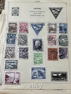 Worldwide Stamps Lot On Mostly Complete Mini Album Pages Egypt, New Zealand #5