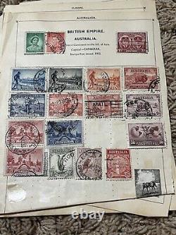 Worldwide Stamps Lot On Mostly Complete Mini Album Pages Egypt, New Zealand #5