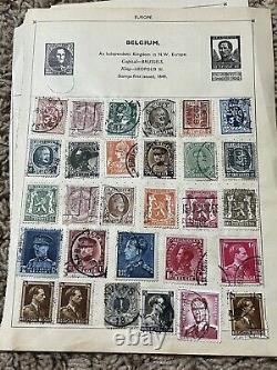 Worldwide Stamps Lot On Mostly Complete Mini Album Pages Egypt, New Zealand #5