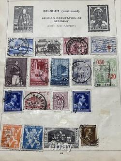 Worldwide Stamps Lot On Mostly Complete Mini Album Pages Egypt, New Zealand #5