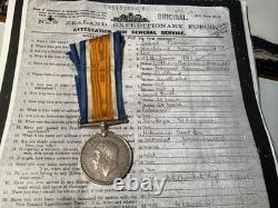 Ww1 NEW ZEALAND British War Medal RFLM I. BARRON. Nzef. C 640