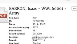 Ww1 NEW ZEALAND British War Medal RFLM I. BARRON. Nzef. C 640