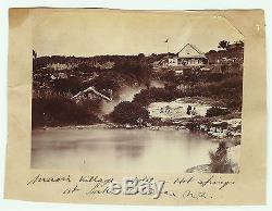 XRARE c1860s-1870 Photo New Zealand Lake Rotorua Maori Village- Hotel Albumen